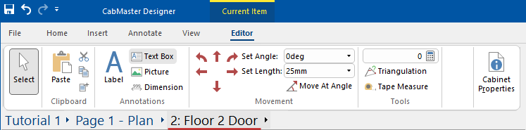 Click to view example of Current Item and available edit options in Plan mode